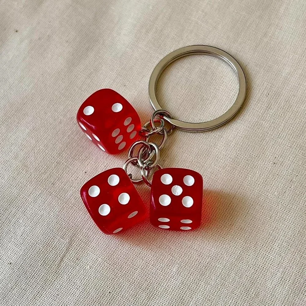 y2k 2000s red dice keyring for keychain